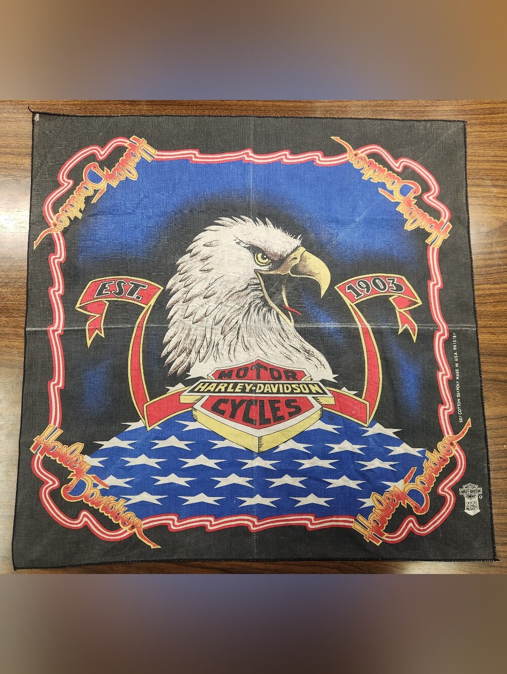 Vintage Harley-Davidson Eagle American Flag Bandana